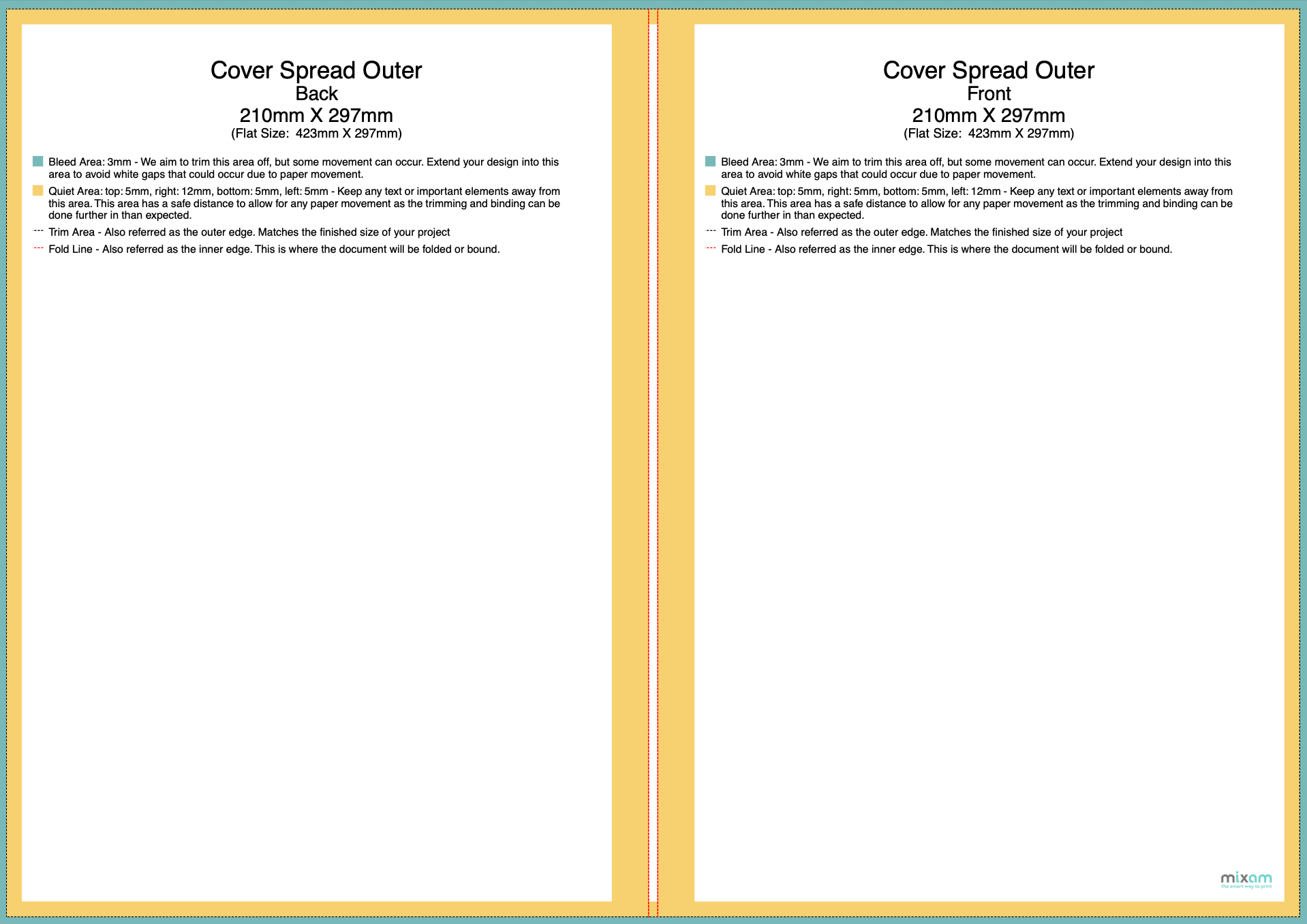 An paperback book template with guidelines