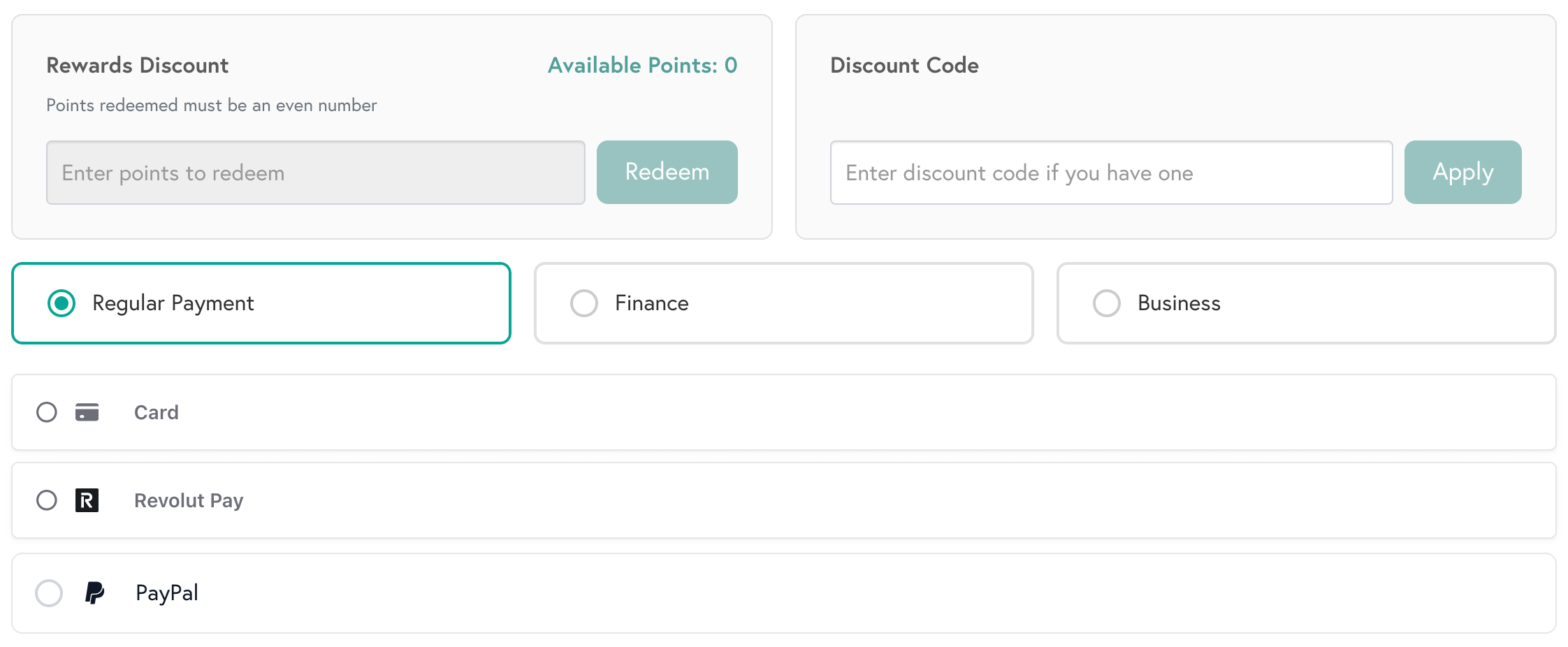 An overview of Mixam's payment tab.