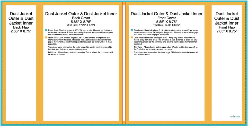 A dust jacket template with guidelines