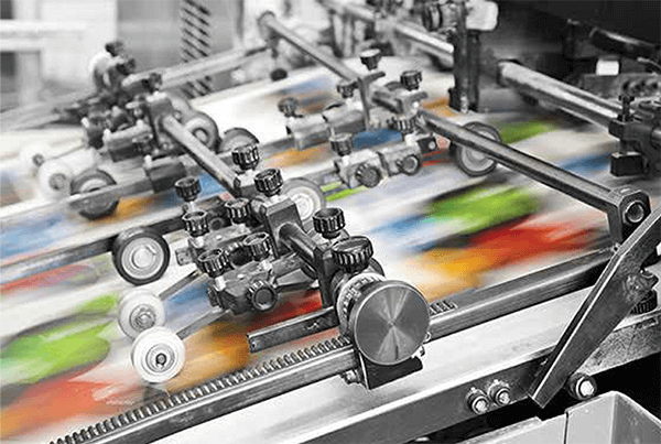 A printing press in action