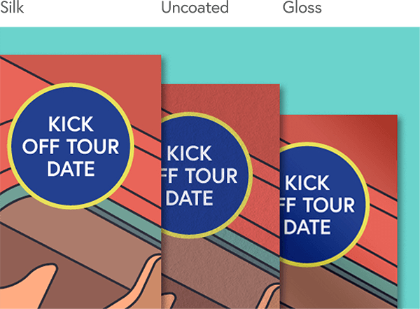 Leaflet printed on silk, uncoated, and gloss paper